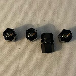 Corvette Valve Stem Caps in Black with Logo NWT